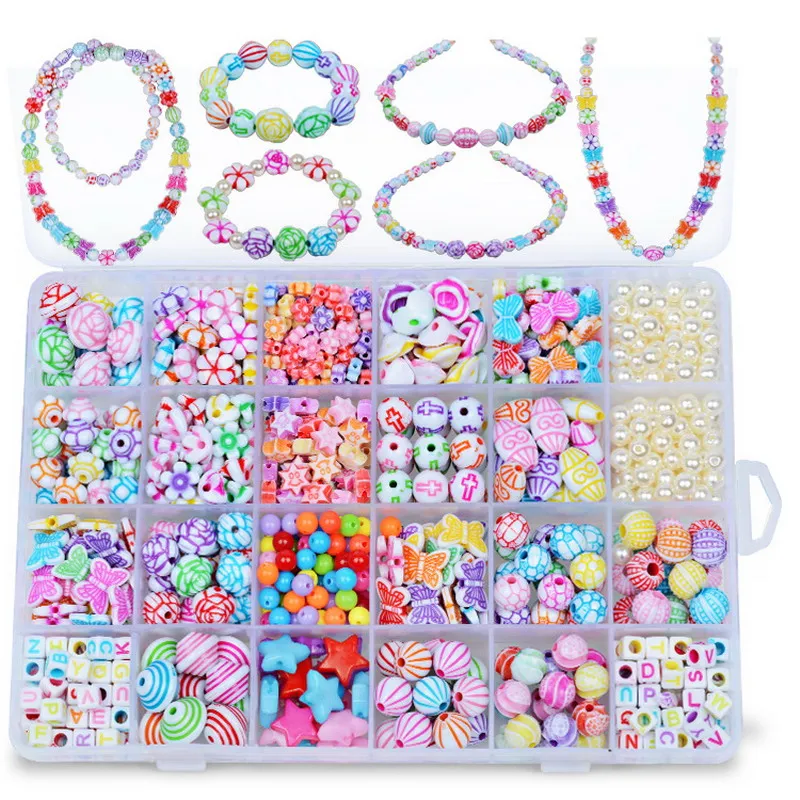 

500PCS Kids DIY Beads Girls Plastic Pop Beads for Kids DIY Toys Girls DIY Jewelry Toys DIY Necklace Bracelet Headband Kit DY35s