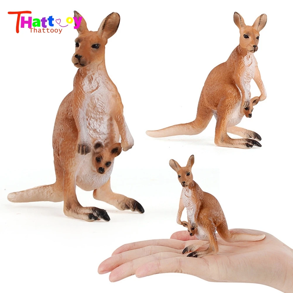 

Hot Sale Children's Toys Simulation Plastic Animal Model Kangaroo With Cub Model Cognitive Model Decoration Toy
