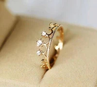 classic ladies fashion simple and exquisite crown inlaid white rhinestone female ring 2022 new jewelry factory direct supply