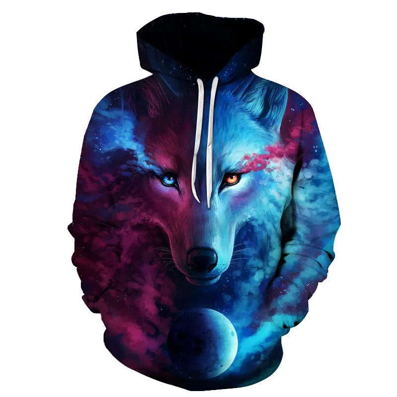 

Fashion Men Wolf Animal 3D Printed Hooded Hoodies Men / Women's Shinning Wolf Design Sweatshirts 3D Harajuku Hoody