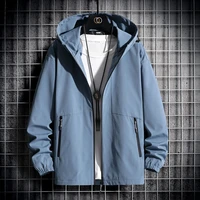 large size m 4xl spring autumn tops fashion solid color hooded jacket mens kroean zipper coats street outwear ins windbreaker