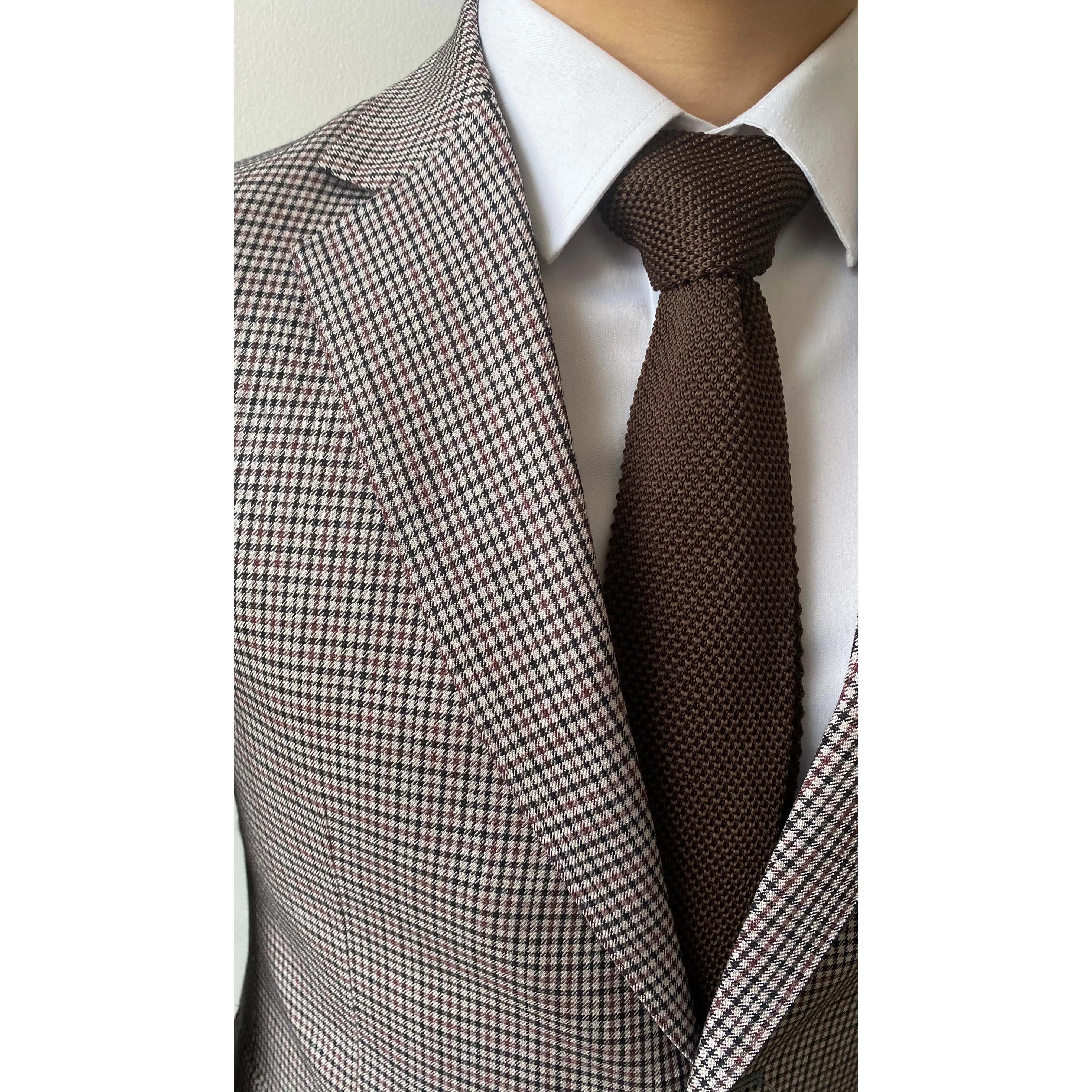 

RICODESIGN men's slim fit business classic casual brown small checker suit Jacket handmade tailored customd