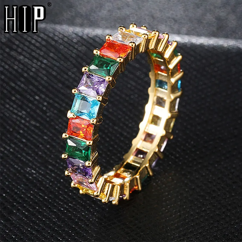 Кольцо в стиле хип-хоп для мужчин и женщин украшение с декором сверкающие фианиты