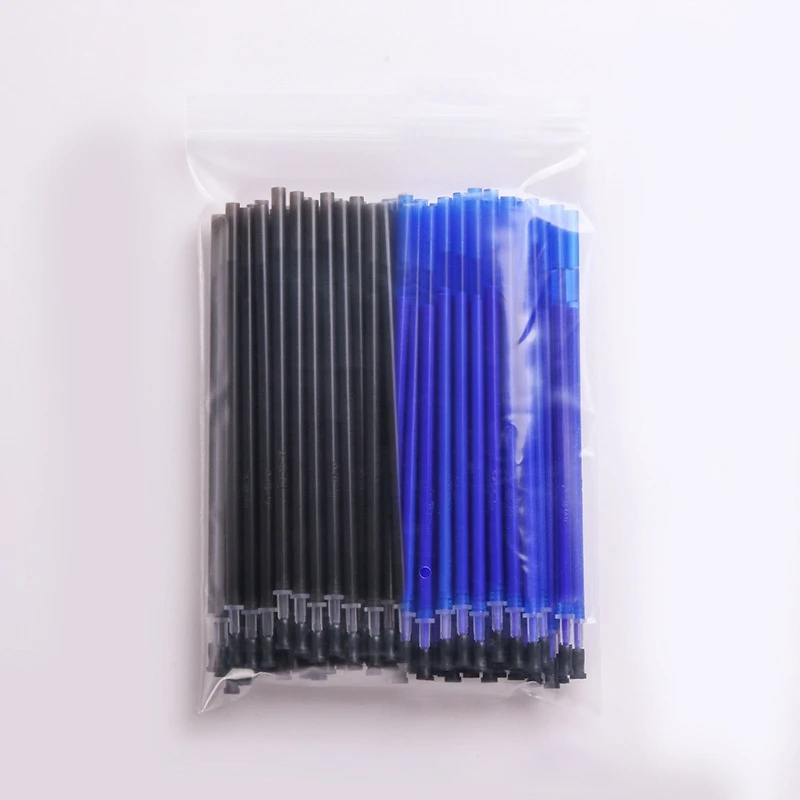 100Pcs/Set Erasable Gel Pen 0.5mm Erasable Pen Refill Rod Blue Black Ink Washable Handle For School Stationery Office Writing