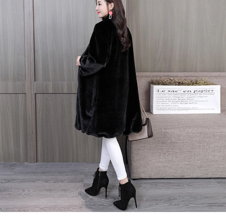 Plus size Faux Mink Fur Jacket Coat For Women's Winter Long Warm Fur Parka Jacket Female Mink Fur Coat Womens Loose Outwear