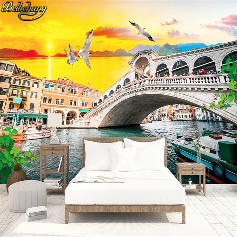beibehang custom 3D photo mural wall paper Venice Water City Bridge bedroom living landscape restaurant large wallpaper | Обустройство