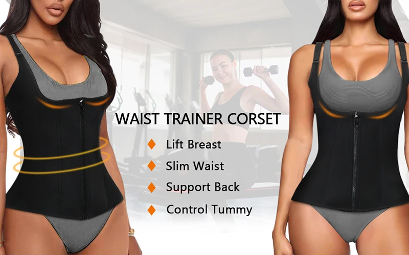 best tummy control shapewear uk Women Waist Trainer Corset Zipper Vest Body Shaper Cincher Shapewear Slimming Belt Sports Girdle Neoprene Sauna Tank Top best shapewear for tummy and waist