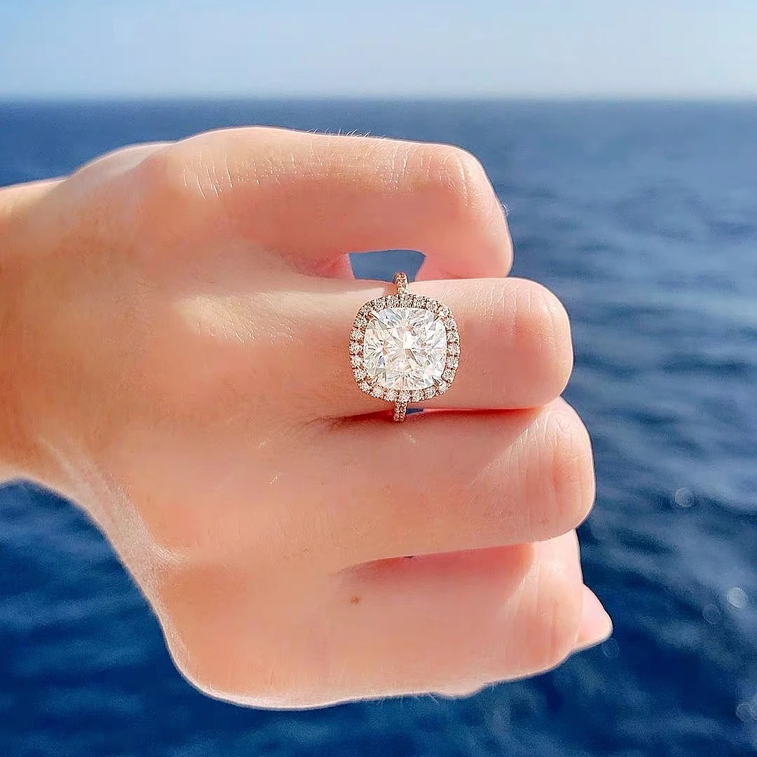 Модные 925 стерлингового серебра квадратный 4ct белый розовый топаз драгоценный