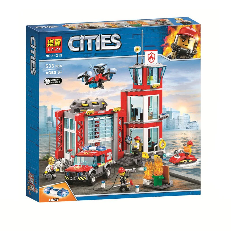 Для Lepins City Series 60216 60215 60212 60110 городская пожарная команда модель пожарной станции