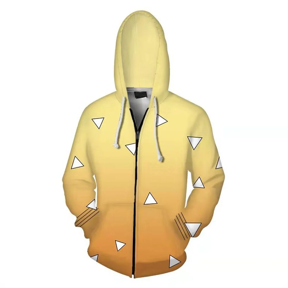 

Anime Demon Slayer Agatsuma Zenitsu Hoodie Cosplay Costume Zip Jacket Coat Sweatshirt Top