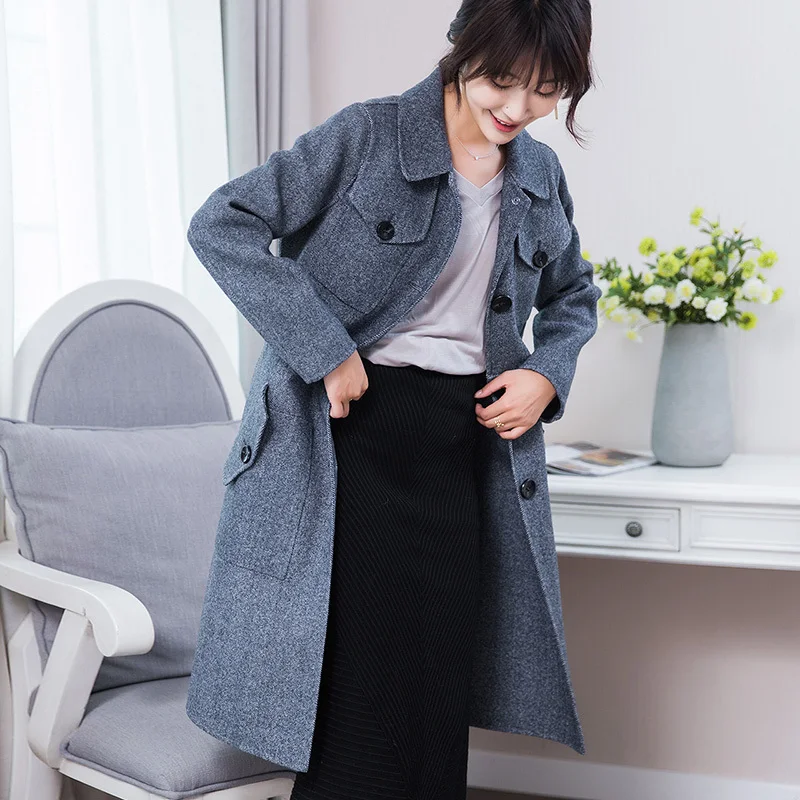 

Side Double Real Wool Coat Female Jacket 2020 Winter Jacket Women Long Woolen Coats Korean Outwear Abrigo Mujer MY3640 en s