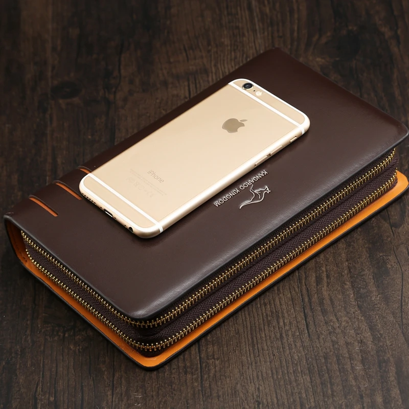 Мужская кожаная сумка-кенгуру Kingdom клатчи с двойной молнией сумочка для мужчин |