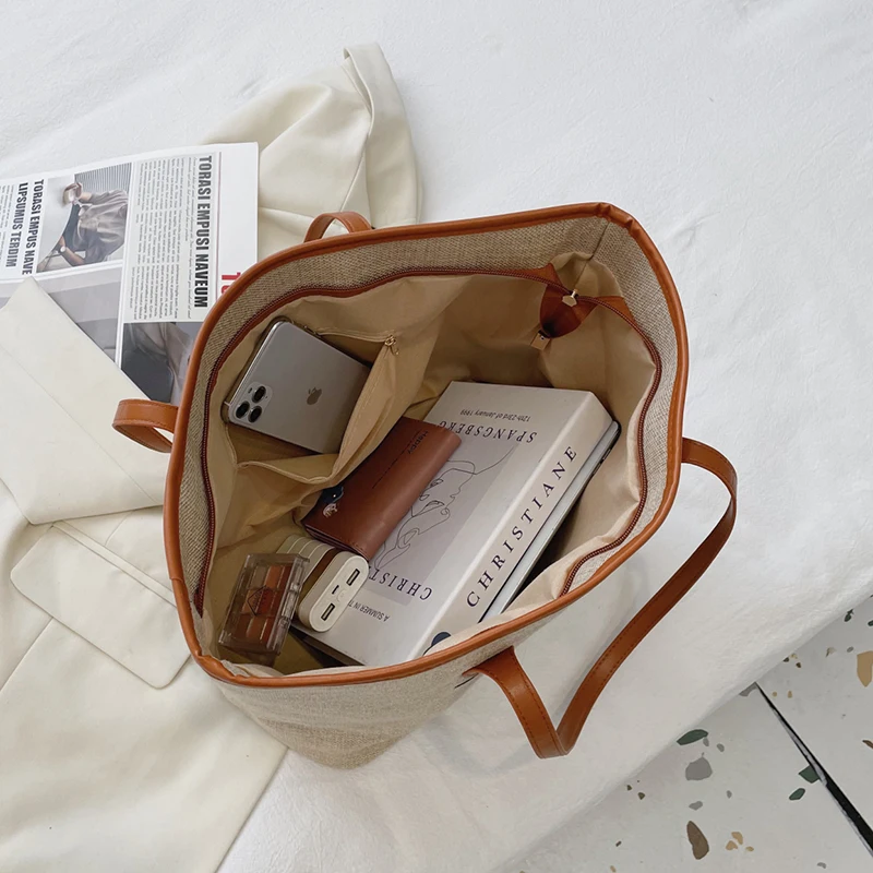 

Women 2021 New Canvas Handbag Fashion Wild Beach Bag Large Capacity Shopping Bag Personalized Tote Bag Women Purse and Handbags