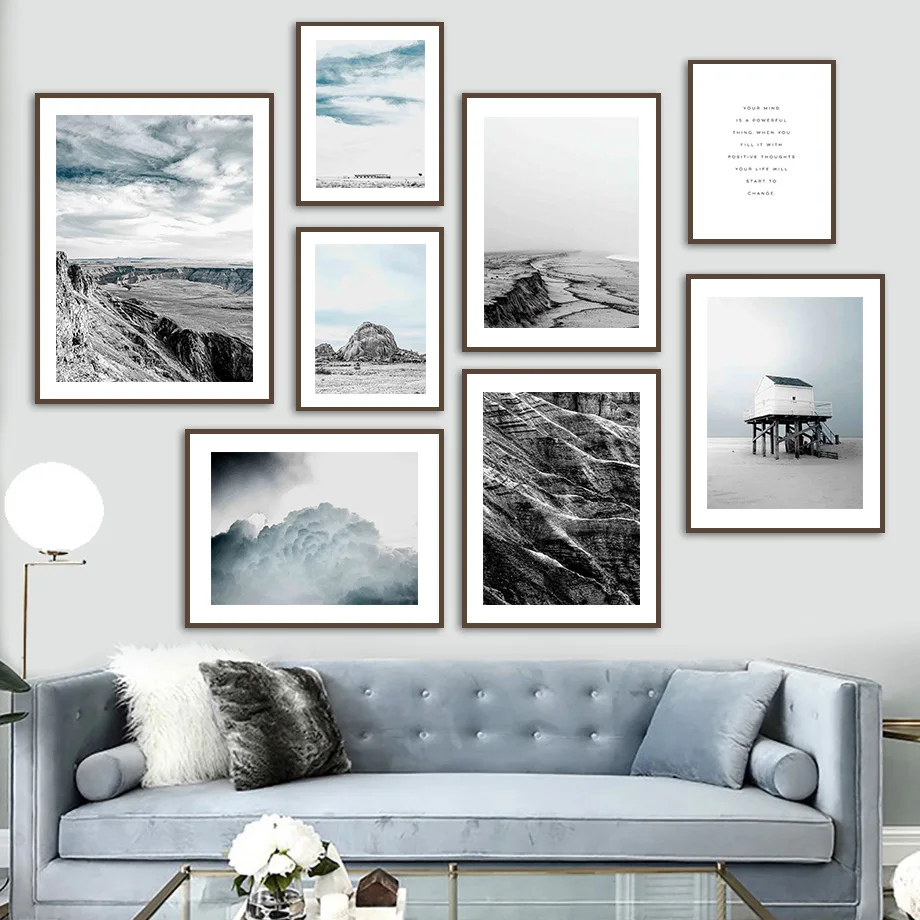 

Wall Art Canvas Paintings Mountain Cliff Sky Cloud Weed House Nordic Posters And Prints Wall Pictures For Living Room Decoration