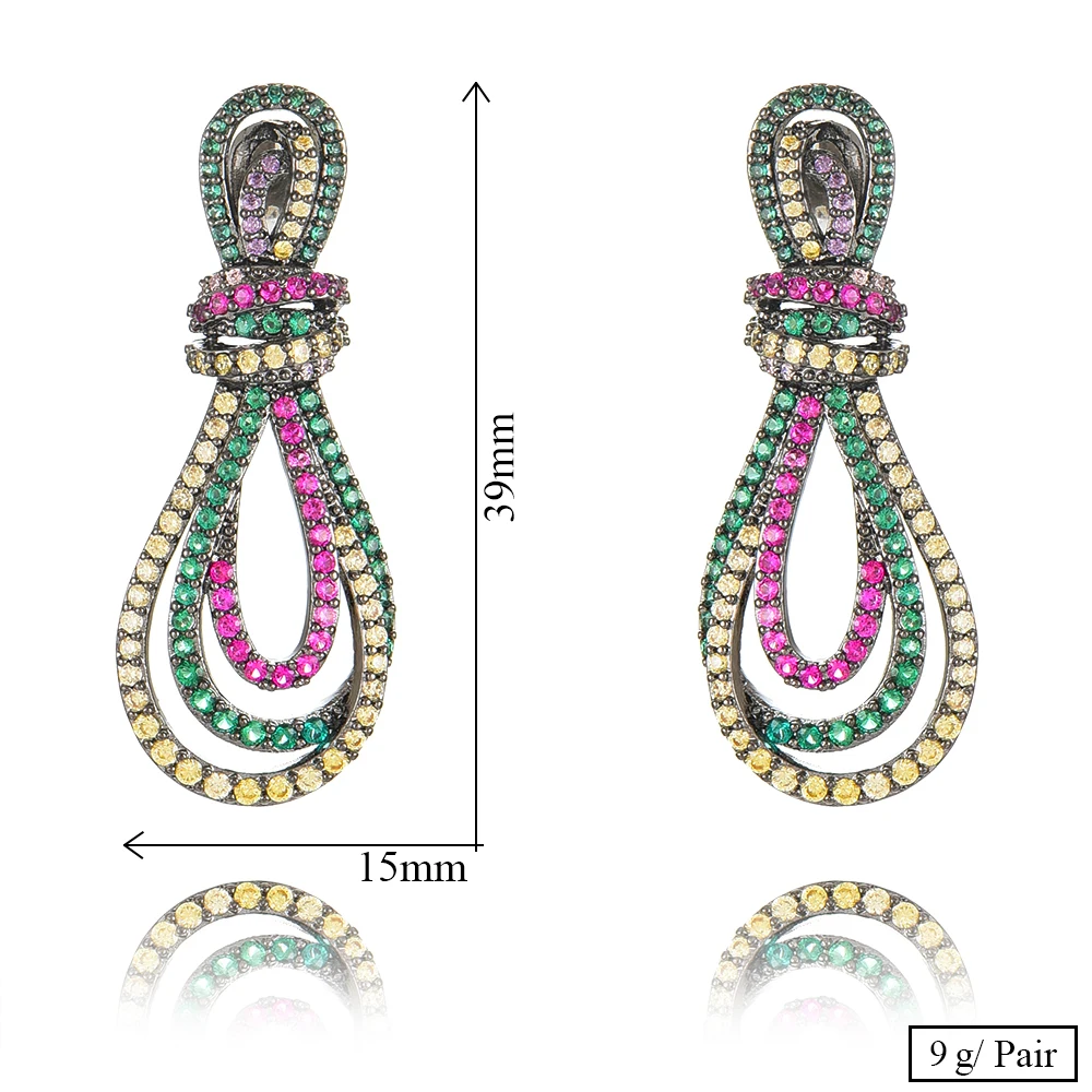 

Elegant Long Bow Dangle Earrings Full Mirco Paved Cubic Zircon for Women Bridal Wedding Earring Fashion Jewelry