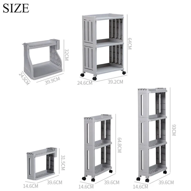 

2/3/4Layer Storage Rack Shelf Kitchen Knife Holder Fridge Side Slim Shelf Bathroom Movable Gap Organizer Floor-Type Home Storage