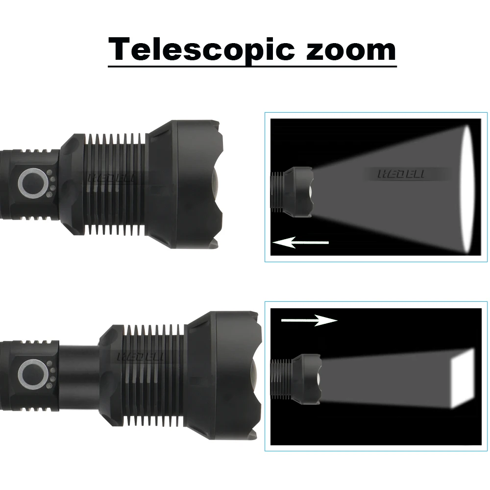 Мощный светодиодный фонарик тактический зум XHP70.2 XHP50 Rechargeable18650 или 26650 зарядка от