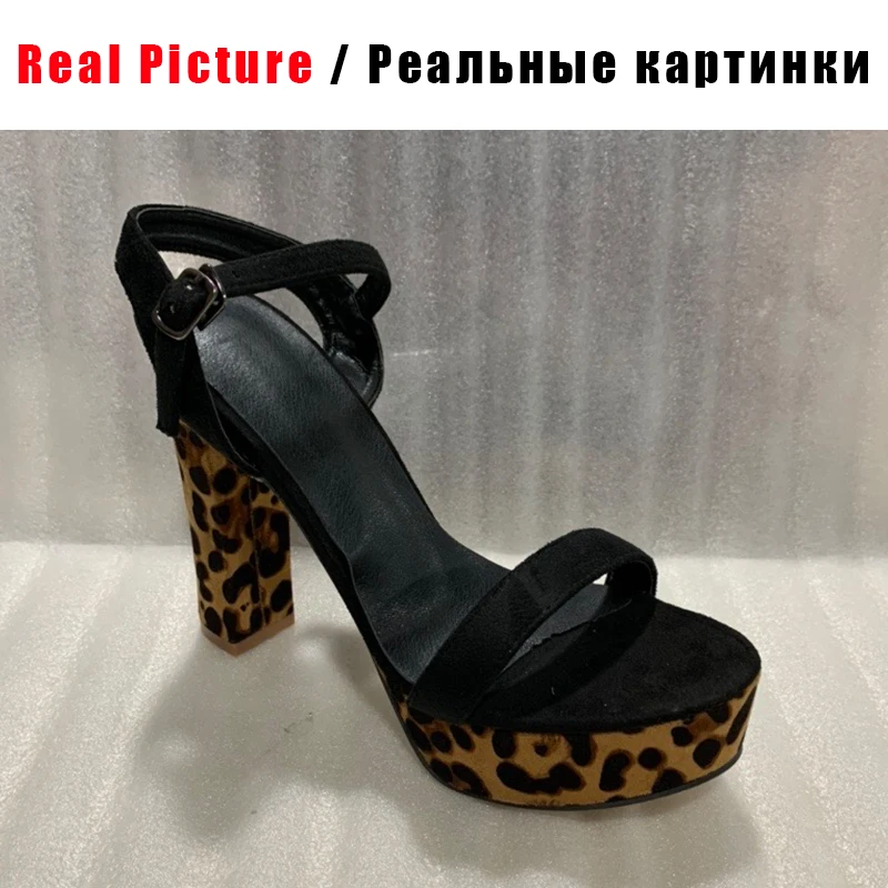 Женские вечерние босоножки на высокой платформе с леопардовым принтом | Обувь