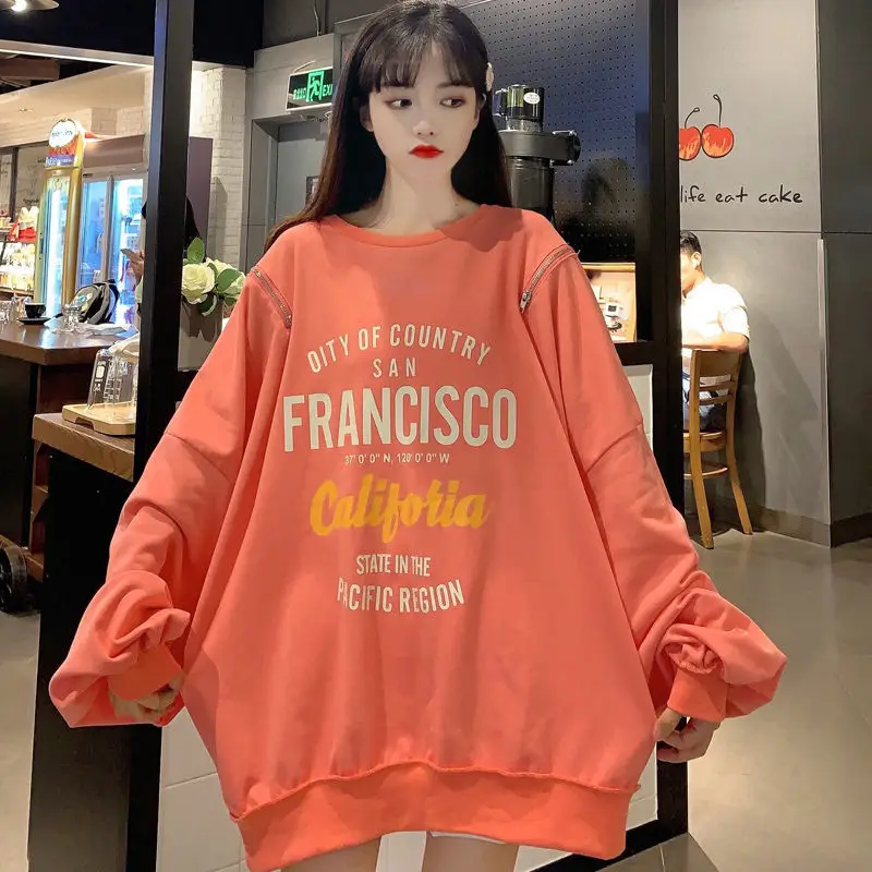 

Oversized Hoodie Korean Fashion Pullover Streetwear Women 90s Aesthetic Designer Hip Hop Long Sleeve Zip Up White Top