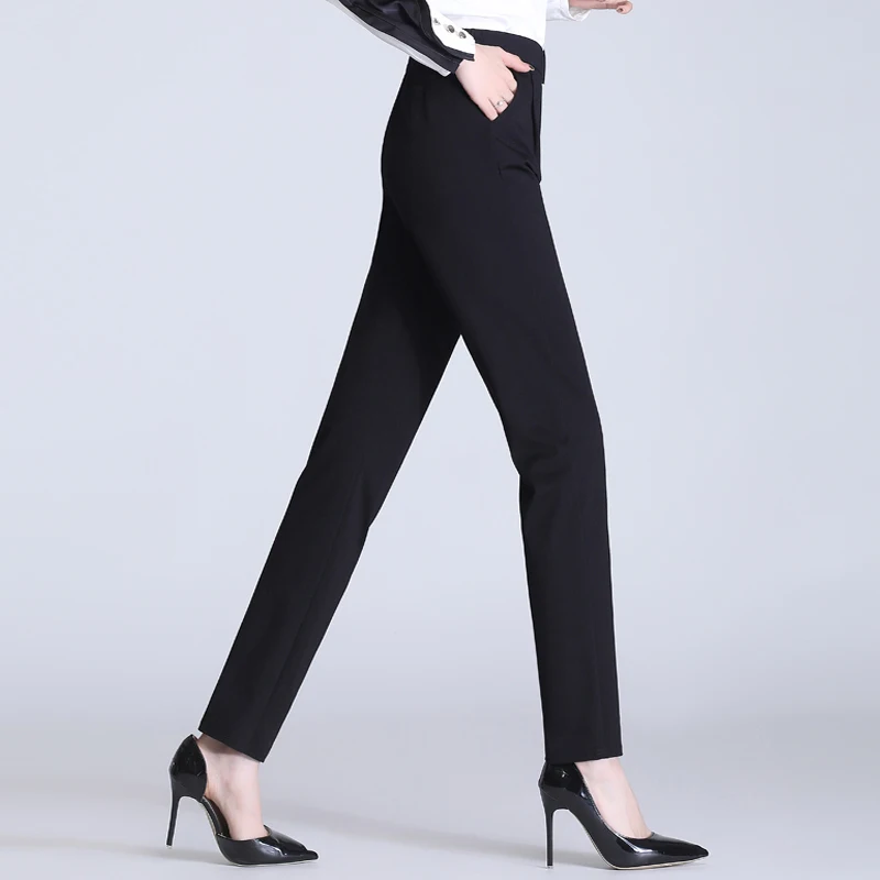 Женские модные черные повседневные облегающие шаровары с эластичным поясом