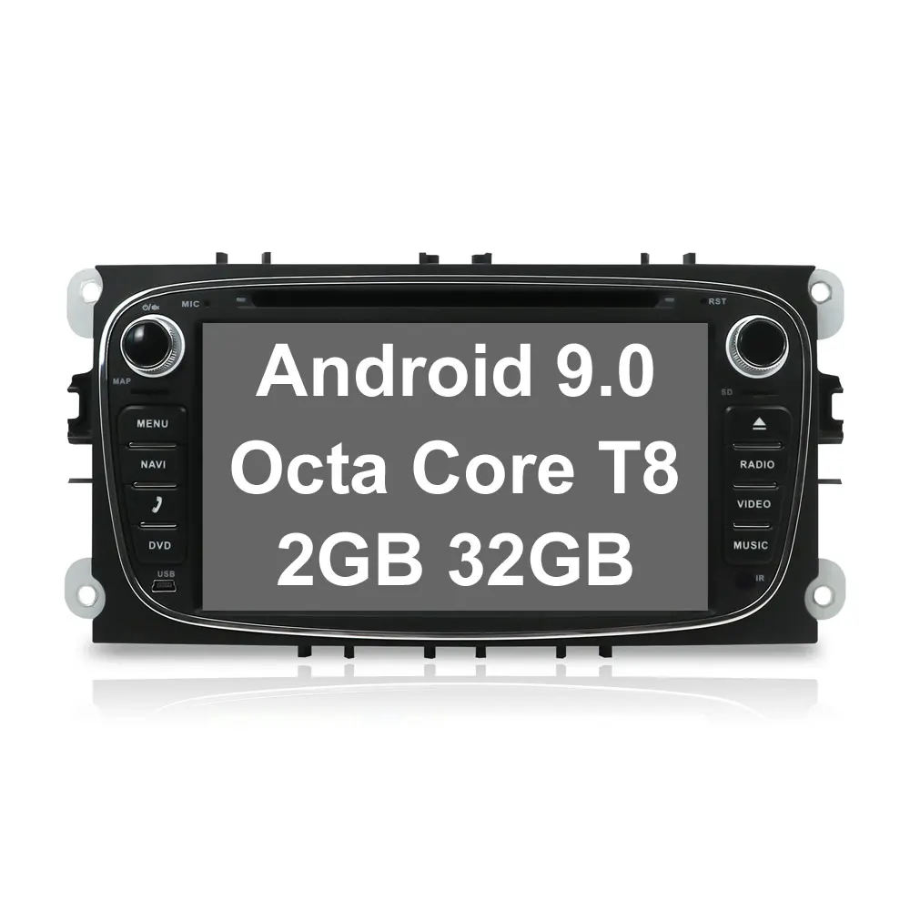 Black-2GB 32GB T8 Android 9 gps автомагнитолы 2 Din Автомобильный мультимедийный плеер 7 ''аудио dvd-плеер для Ford/Focus/S-Max/Mondeo 9/Galaxy yc-Max PX6 4G 64G - Цвет: Black-2GB 32GB T8