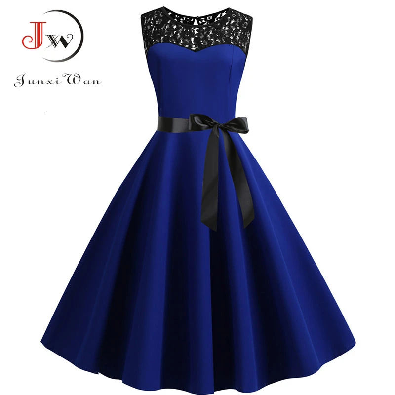 Летнее Кружевное платье-Винтаж платье Для женщин 2019 Vestidos ретро Цветочный принт