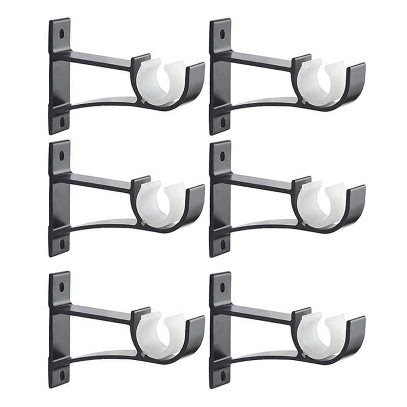 Einzel Vorhang Stange Klammern für Gardinen Stange Aluminium Legierung Schwere Vorhang Stange Halter (Schwarz) 6Pcs