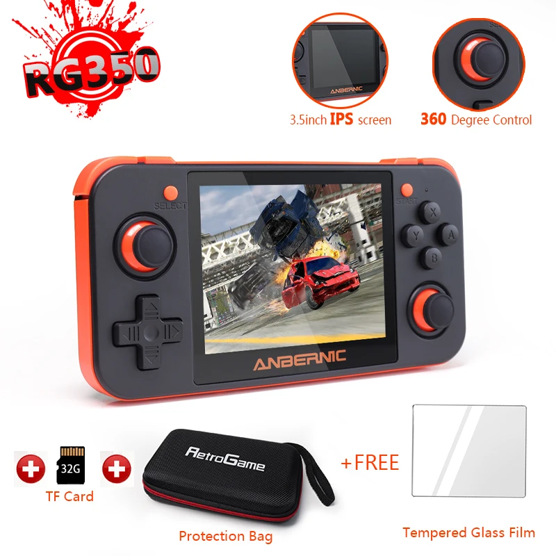Портативная игровая консоль с поддержкой PS1 и IPS экраном 3 5 дюйма rg350|Портативные