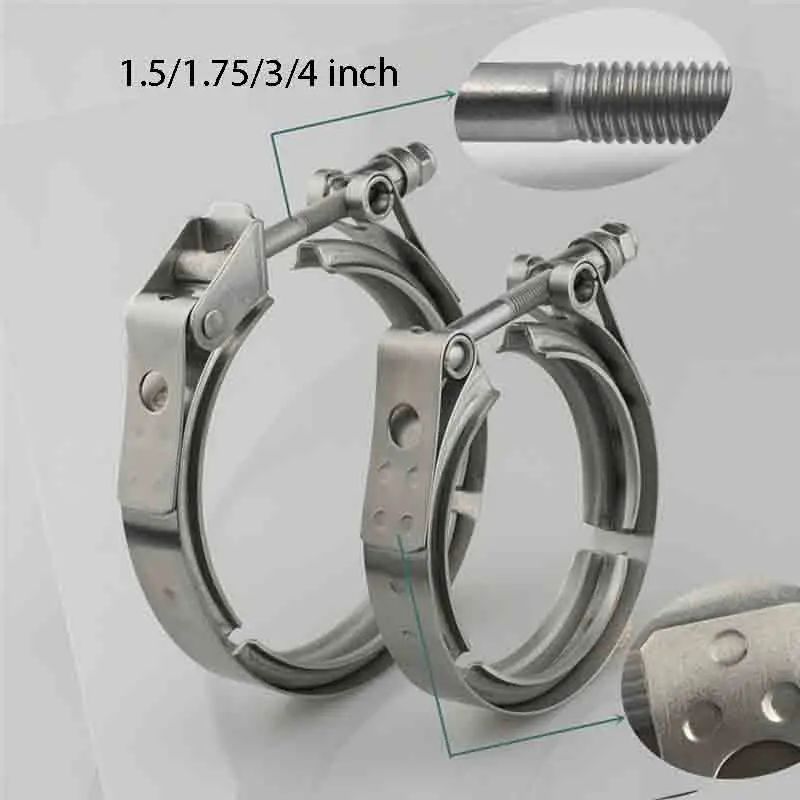 

V band Clamp Universal Stainless steel 1.5/1.75/3/4 inch exhaust downpipe V band clamp clip High Quality
