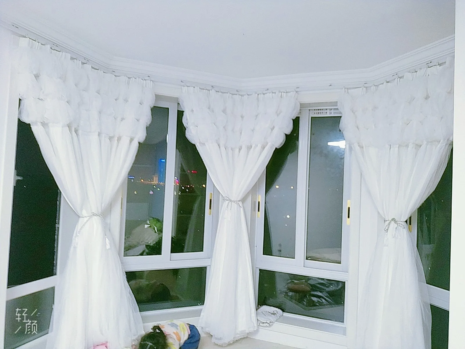 Модные Белые затемняющие шторы принцессы для гостиной корейские 3-слойные