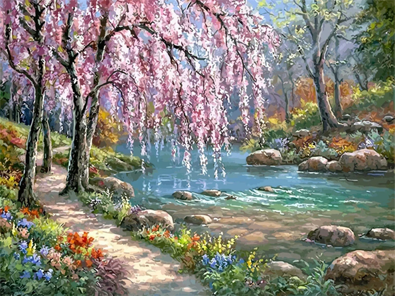 SZGD744 Azqsd картина по номерам пейзаж 50x40cm большие картины по номерам подарок ручной работы - Цвет: SZGD744