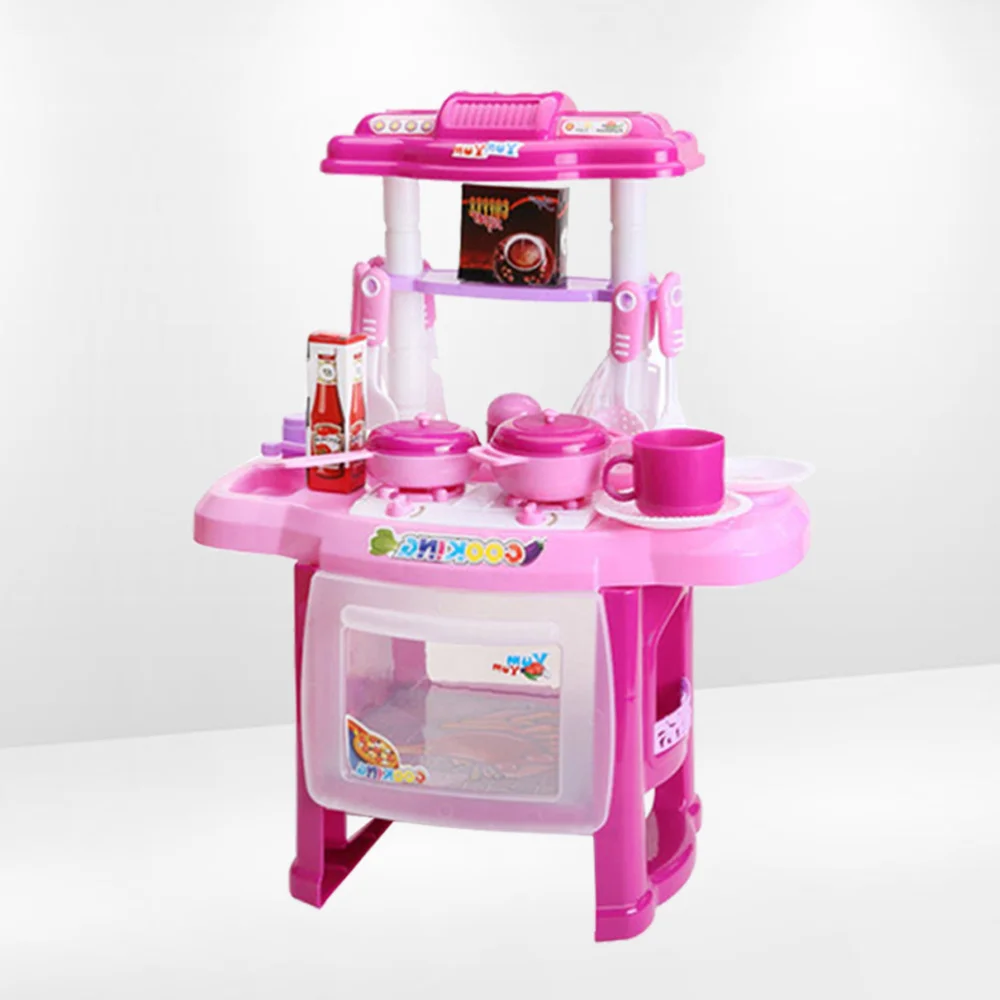 

Children's Cooking Simulation Kitchen Tableware with Light Wooden Kitchen Stove Playsets Accessories for Toddler )