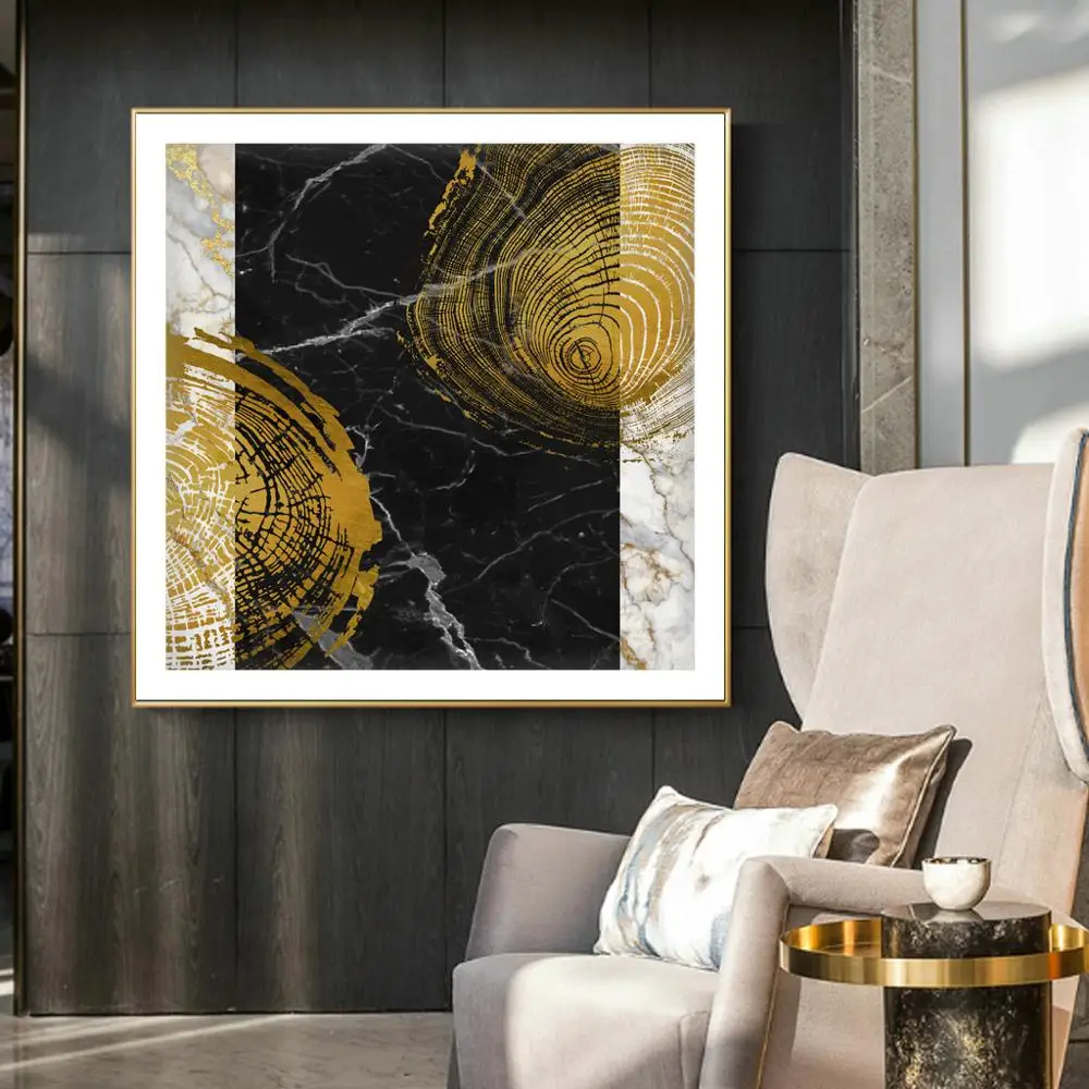 Абстрактная картина Золотые вены постер с изображением картины Постер для