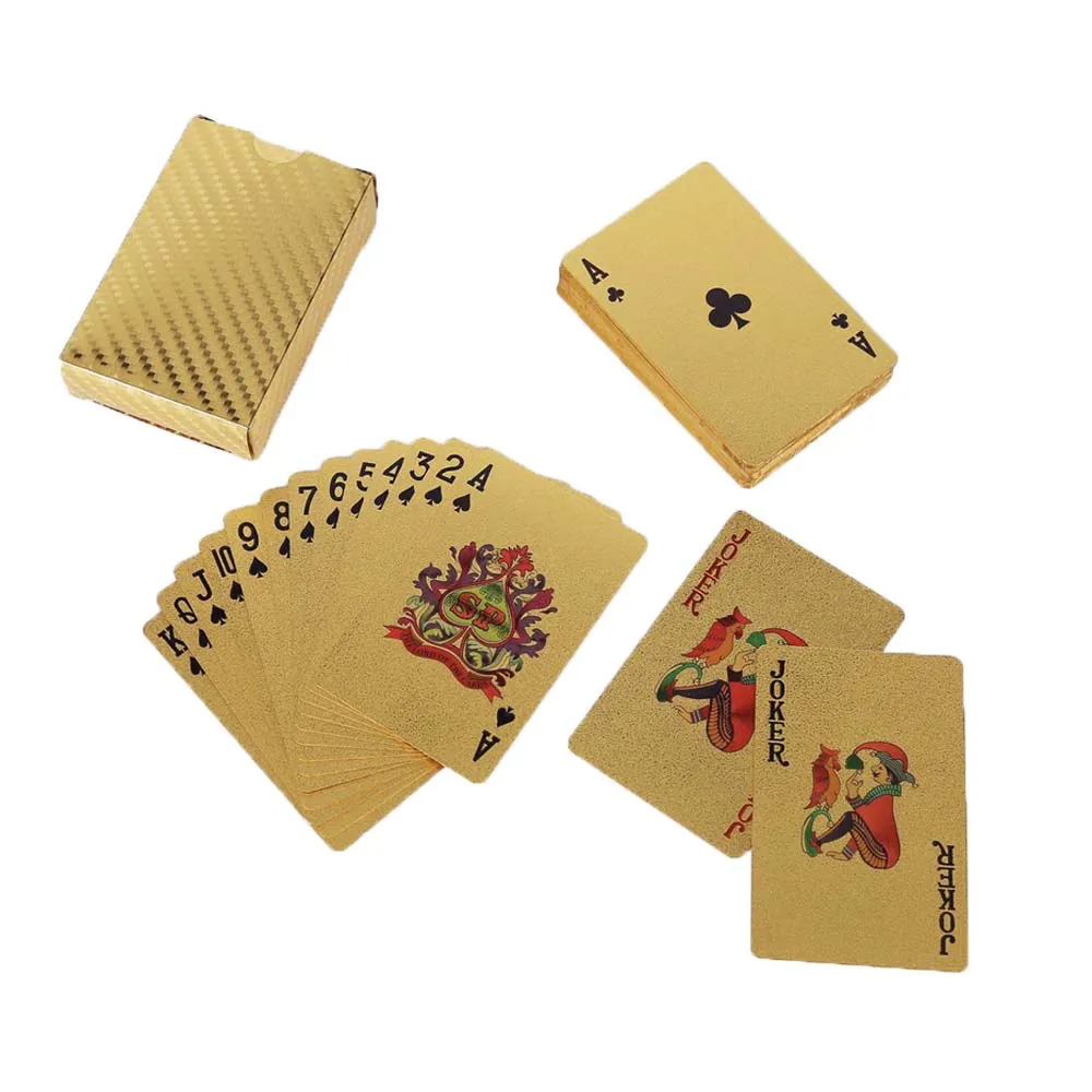 24K золотые игральные карты развлекать колода из золотой фольги Набор для игры в