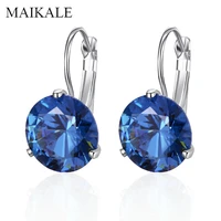 maikale simple 10mm cubic zirconia stud earrings for women round colorful crystal cz gold small earring fine jewelry gift