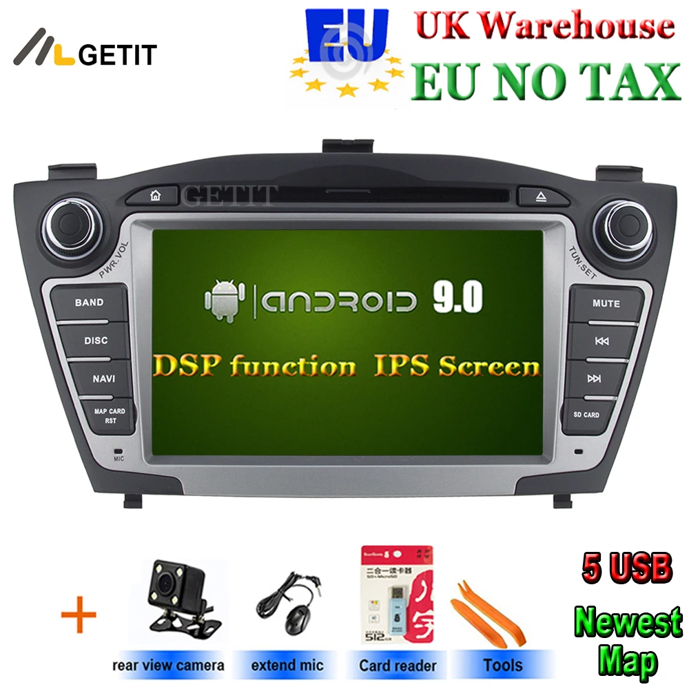 Автомобильный DVD-плеер на Android 9 стерео для Hyundai iX35 IX 35 Tucson 2011 2012 2013 с радио Wi-Fi Bluetooth