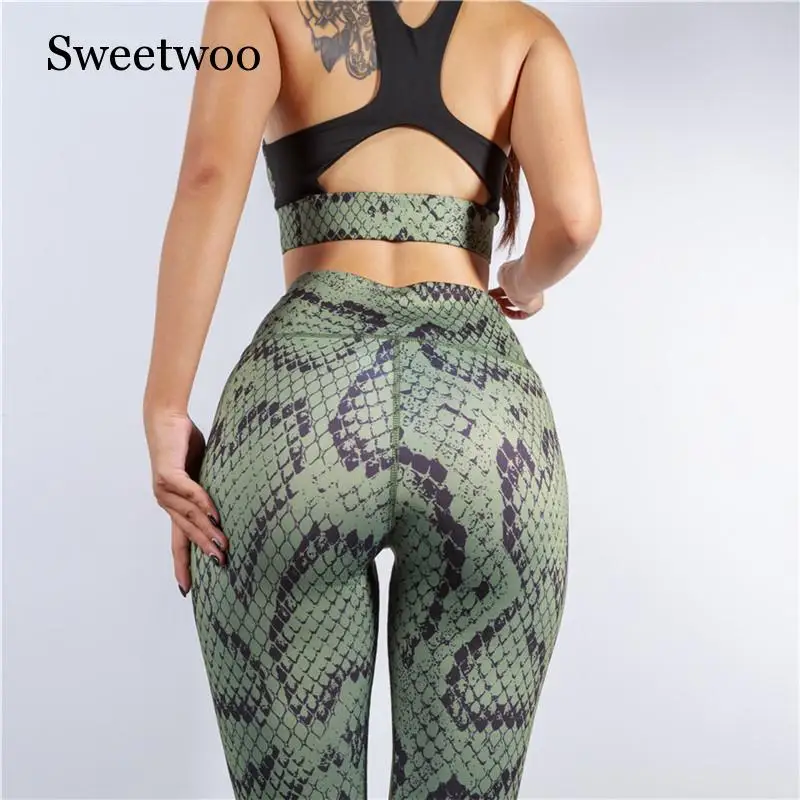 Snake Sport Leggings Women Fitness Yoga Set Athletic Workout Leggings Tight Mallas Mujer Sportwear Gym Clothes Running Suits
