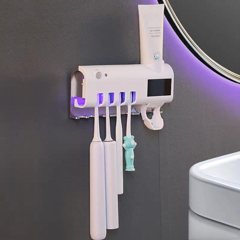 

Multifunctional Toothbrush Holder Punch-free Wall-mounted Washing Toothpaste Squeezing Device Bathroom Toothbrush Holder LD166