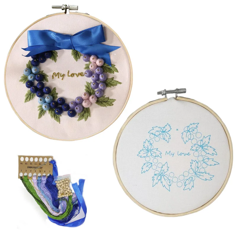 

DIY Embroidery Kit Flower Pattern Printed Needlework Practice Kits Cross Stitch Sewing Art Craft Christmas Home Decor Gift