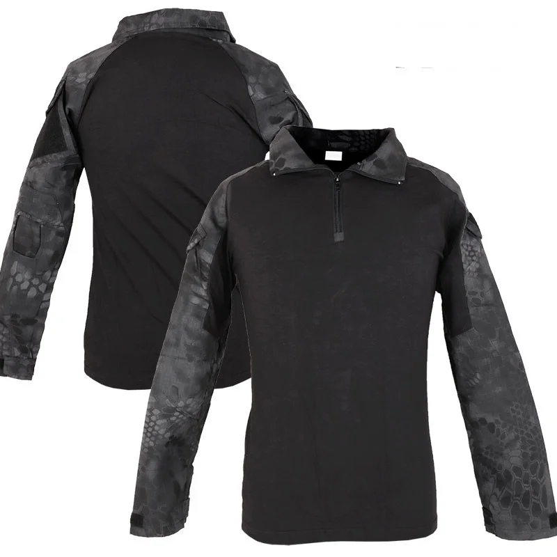 Камуфляж Тактический рубашка армейские футболки Для мужчин быстросохнущая с