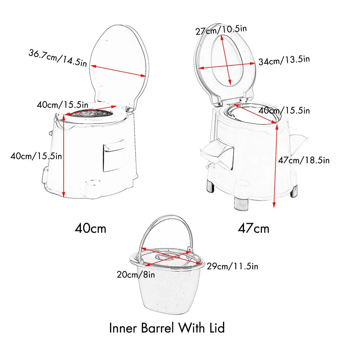 

Portable Toilet Seat 40/47cm Old Elderly Pregnant Woman Home Bathroom Indoor Removable Potty Commode Toilets Seat Spittoon