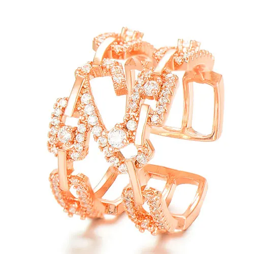 Rose Gold GODKI Monaco дизайнерское роскошное массивное стекируемое кольцо для женщин Свадебное фианит обручальное Дубай панк Свадебный Топ кольца на палец - Цвет основного камня: Rose Gold