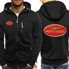 Новинка 2021, мужская повседневная толстовка Moto Guzzi с логотипом на заказ, мужские толстовки с капюшоном, толстовка на молнии с капюшоном, уличная одежда, пальто