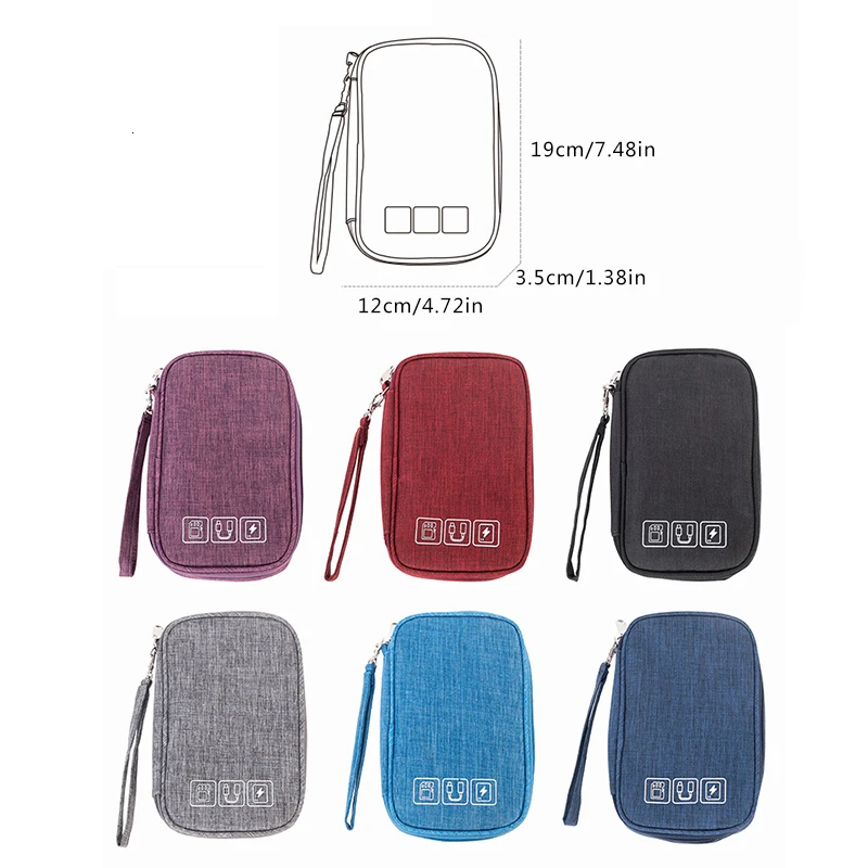 Headphone storage bag mini zipper headphone case mobile phone data cable charger box portable travel | Дом и сад