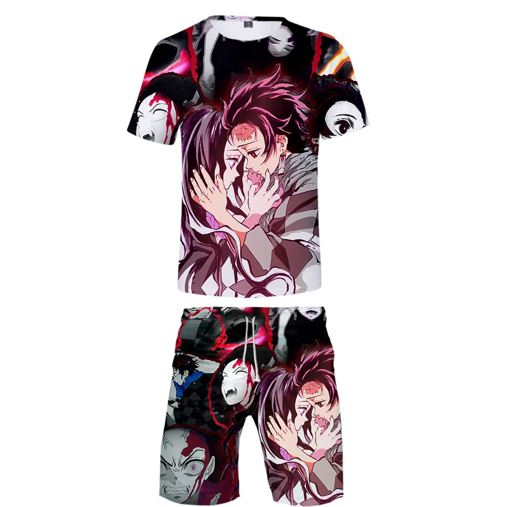 

Demon Slayer 3D Printed Two Piece Set Trendy Summer T-shirts+Casual Shorts Hot Sale 2019 Trendy Streetwear Clothes