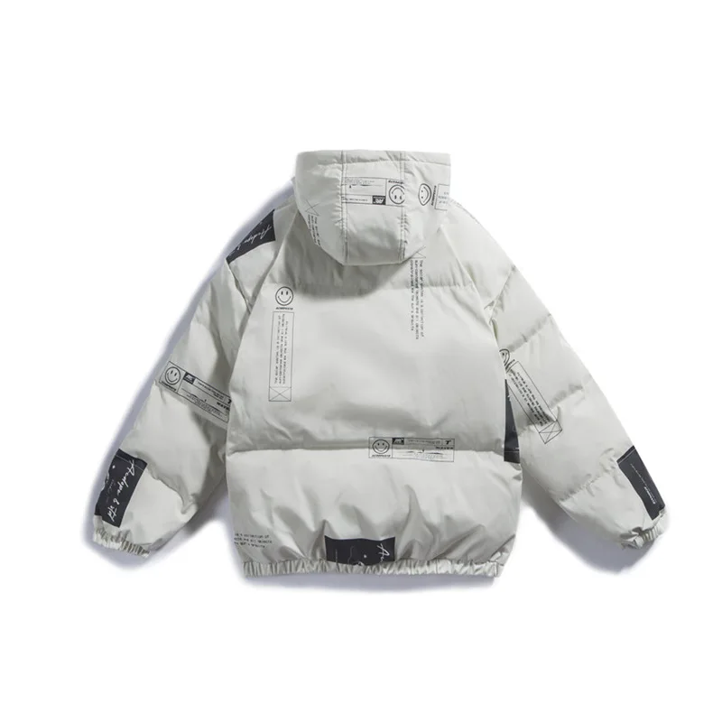 Мужские зимние куртки и пальто в уличном стиле с принтом смайлика для перевозки