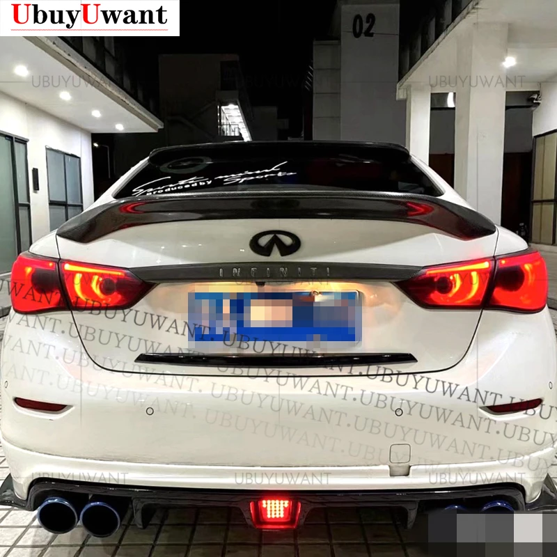 

Real Carbon Fiber Car Trunk Spoiler Wing Lid For Infiniti Q50 2014-2021 Highkick Rear Wing Spoiler Rear Trunk