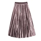 Женская бархатная плиссированная длинная юбка-макси, элегантная трапециевидная юбка средней длины с высокой талией, модная женская юбка для вечеринки, Осень-зима 2020