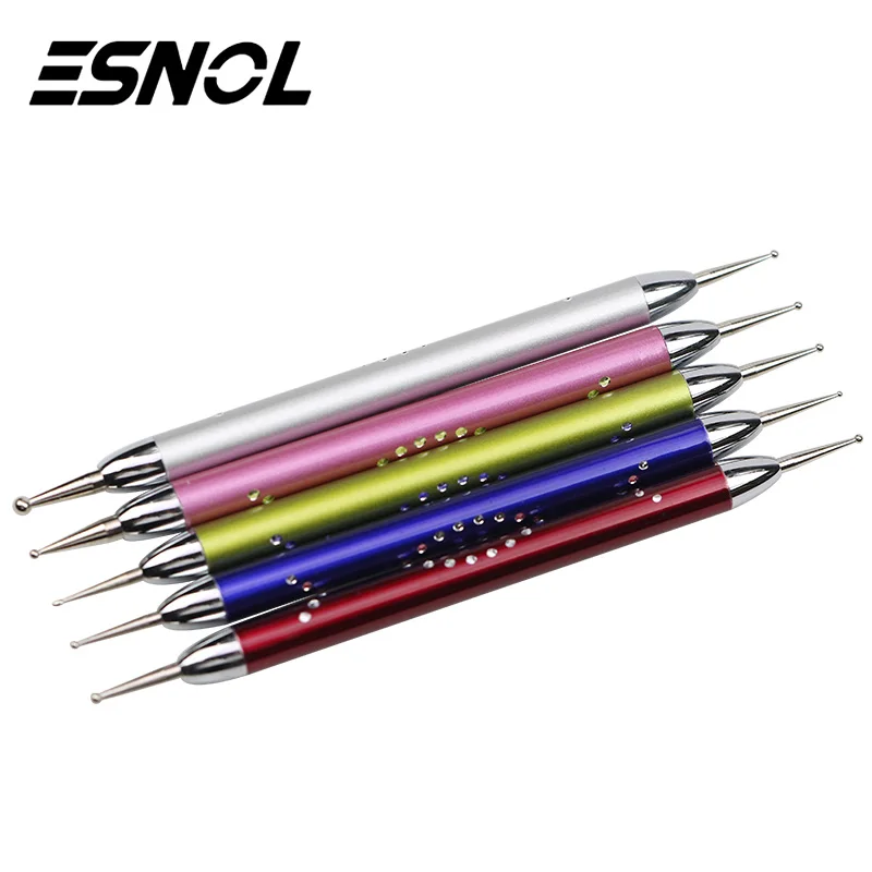 

5 шт./компл. точечная ручка для дизайна ногтей с двойной головкой точечные металлические точечные лаки для маникюра точечная живопись Сдела...