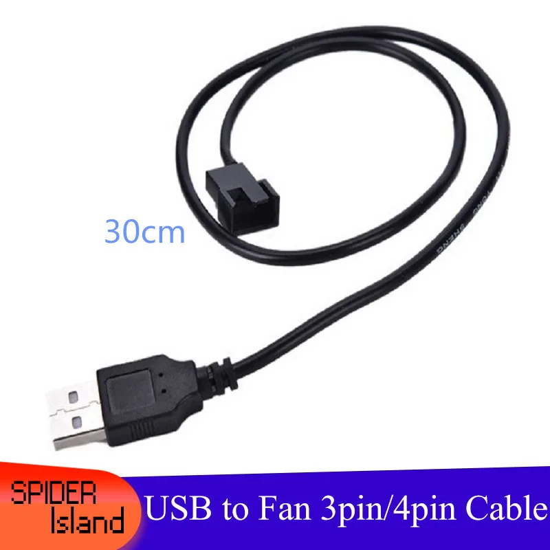 50pcs 30CM USB A male to Fan 3-Pin 3pin /4-Pin 4pin Adapter Cable for 5V Free shipping